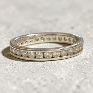 Sterling Silver Cubic Zirconia Eternity Band Ring 925 HVE Size 9 Vintage Style